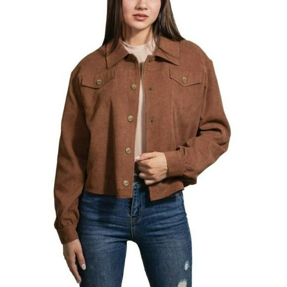 Wrangler Tops - NWT Wrangler Women's Lightweight Corduroy Cropped Snap Button Up Shirt Jacket